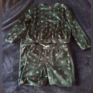 Cat & Jack Dark Green Floral Kids Set